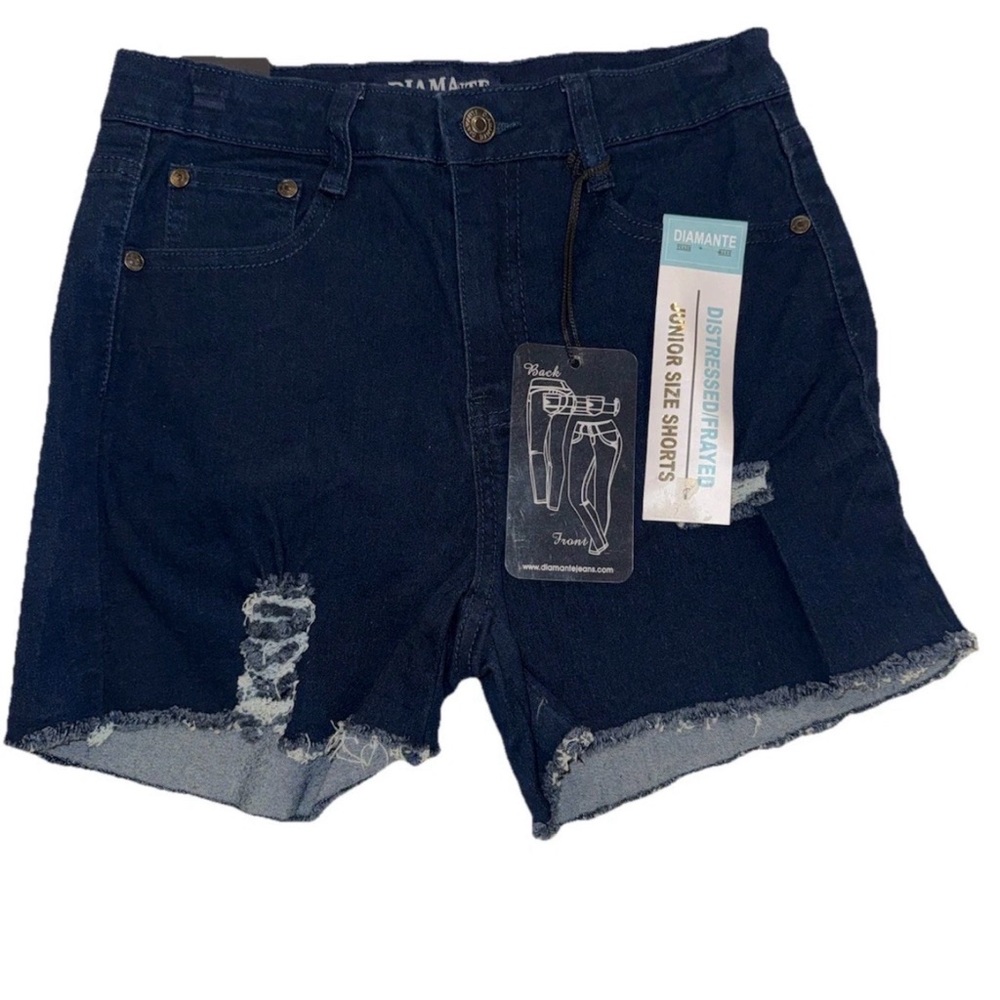 Diamante Distressed Denim Shorts Juniors Size Medium New